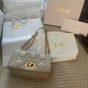 Dior Taupe Quilted Leather Shoulder Bag